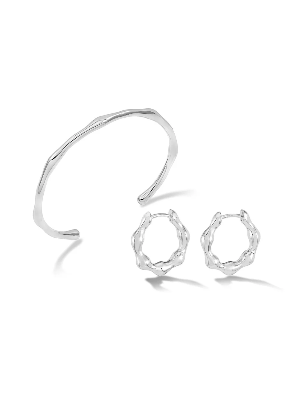 Dower & Hall Waterfall Hinged Huggie Hoops and Bangle Set