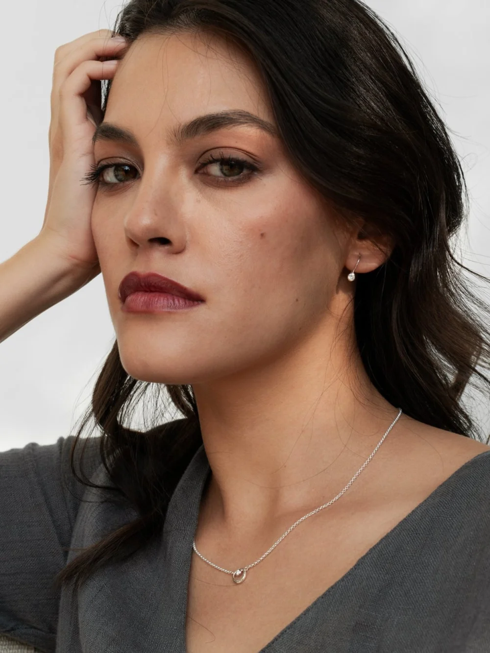 Dower & Hall White Sapphire Dewdrop Earrings, view 5