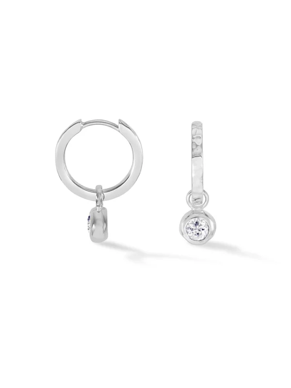 Dower & Hall White Topaz Hammered Huggie Hoops