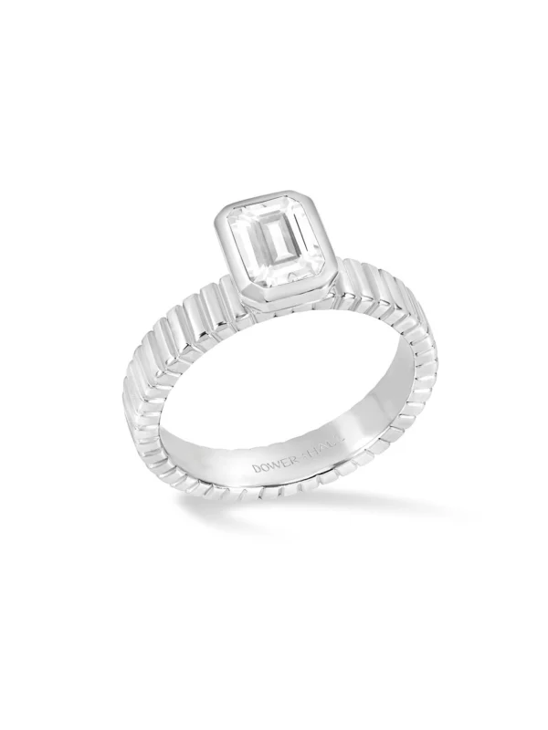 Dower & Hall White Topaz Octagon Humbug Twinkle Ring