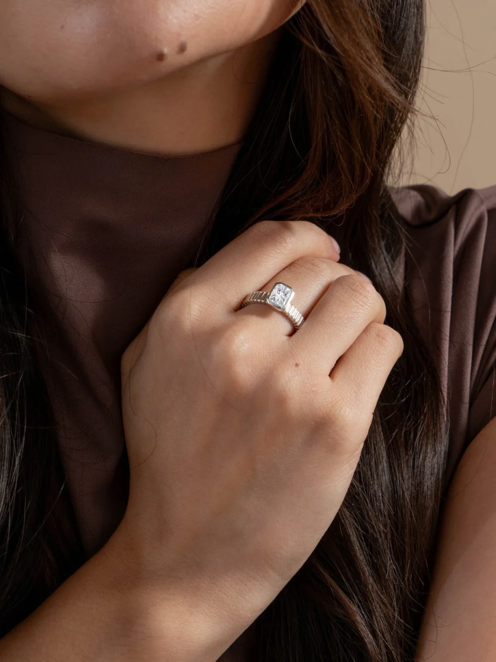 Dower & Hall White Topaz Octagon Humbug Twinkle Ring, view 5