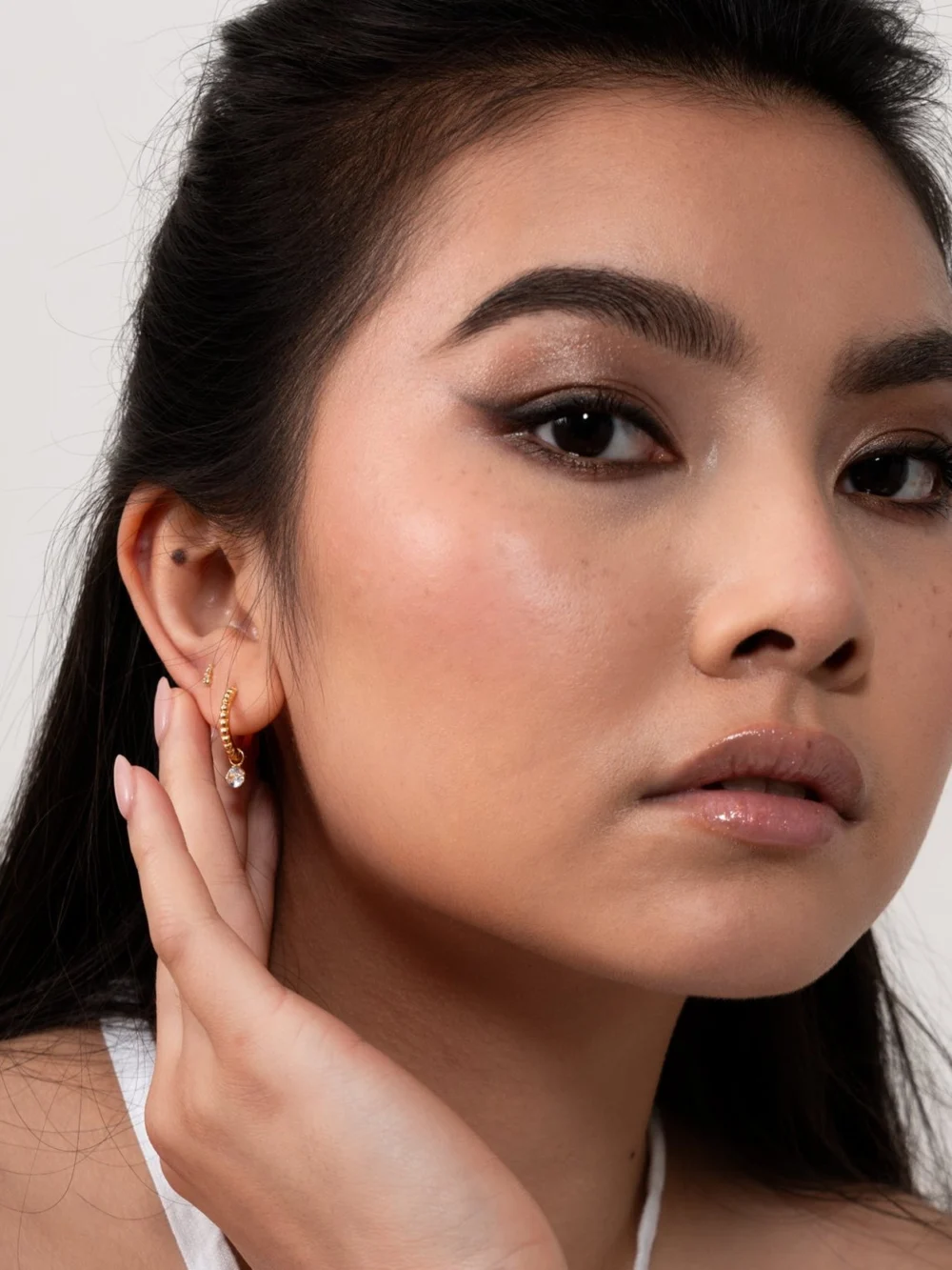 Dower & Hall White Topaz Orissa Hoops, view 3