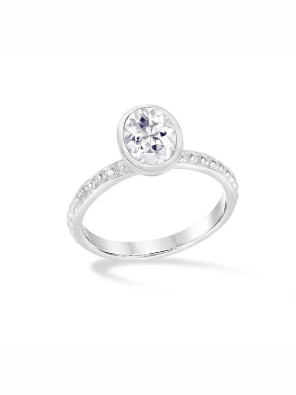 Dower & Hall White Topaz Oval Granular Dotty Twinkle Ring