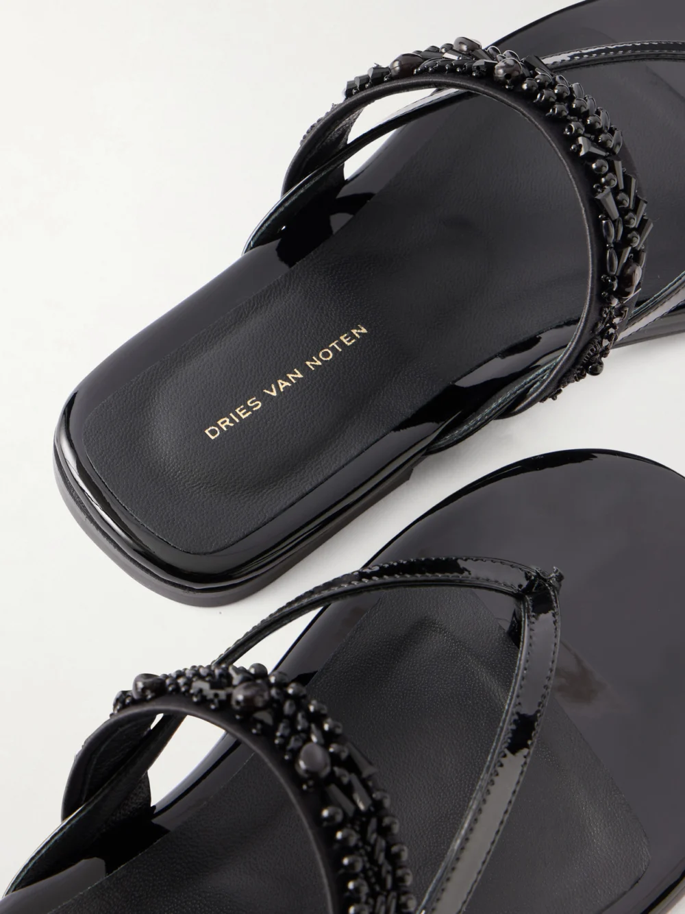 Close-up detail of the Dries Van Noten Bead-embellished Rubber Sandals