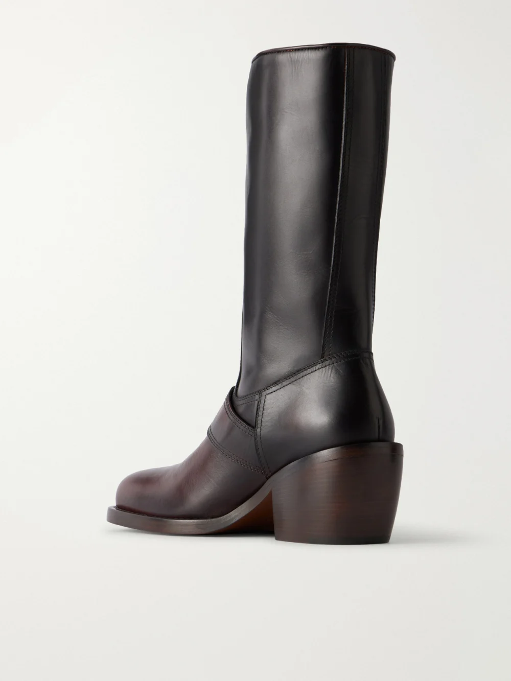 Back view of the Dries Van Noten Buckle-detail Leather Knee Boots