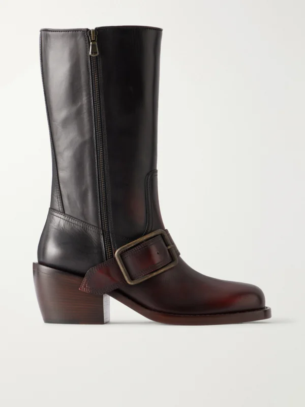 Dries Van Noten Buckle-detail Leather Knee Boots