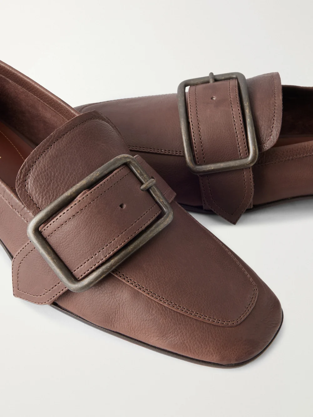 Close-up detail of the Dries Van Noten Buckle-detailed Leather Loafers