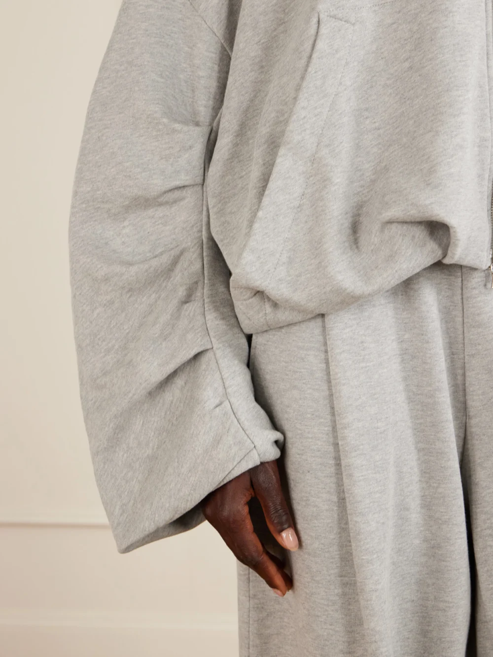 Close-up detail of the Dries Van Noten Cotton-jersey Zip-up Hoodie