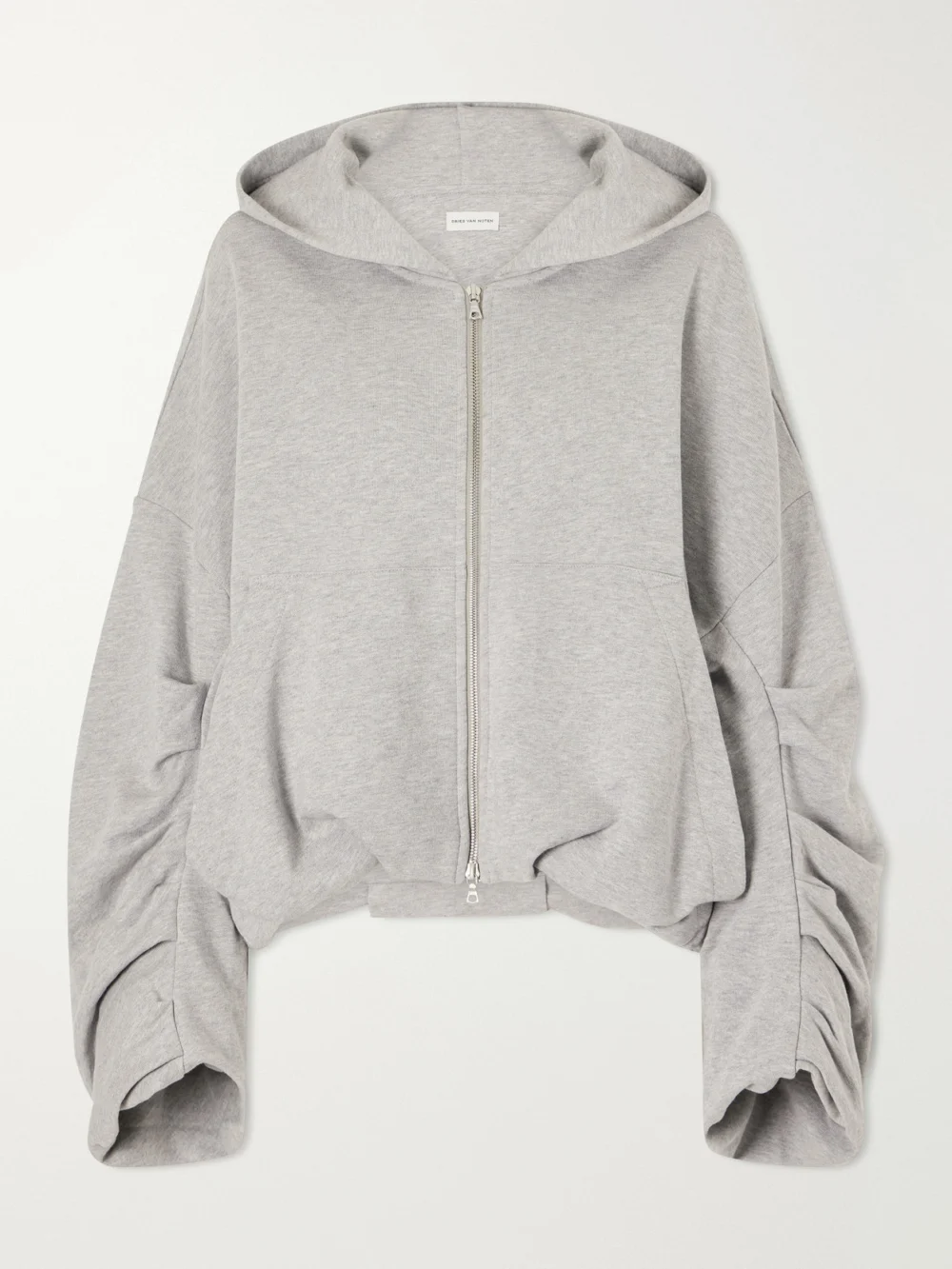 Dries Van Noten Cotton-jersey Zip-up Hoodie in gray