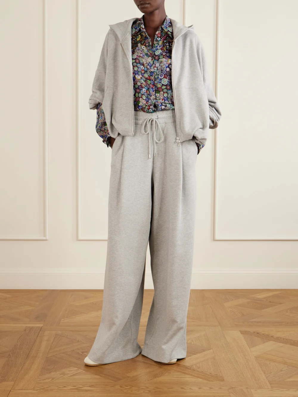 Dries Van Noten Cotton-jersey Zip-up Hoodie, worn by a model