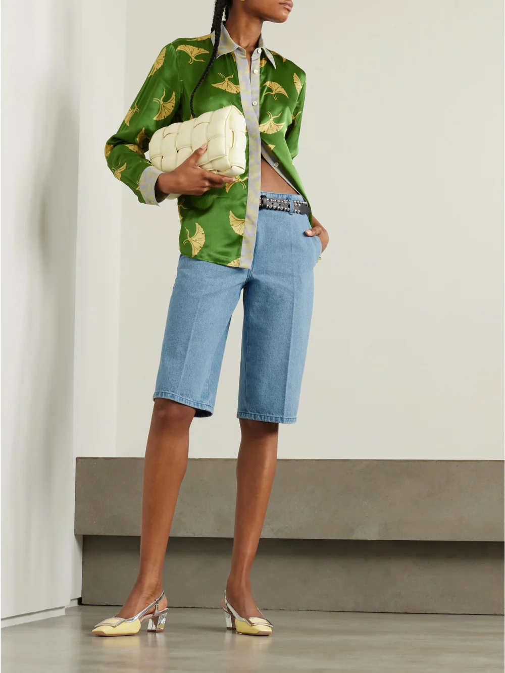Dries Van Noten Denim Shorts, worn by a model