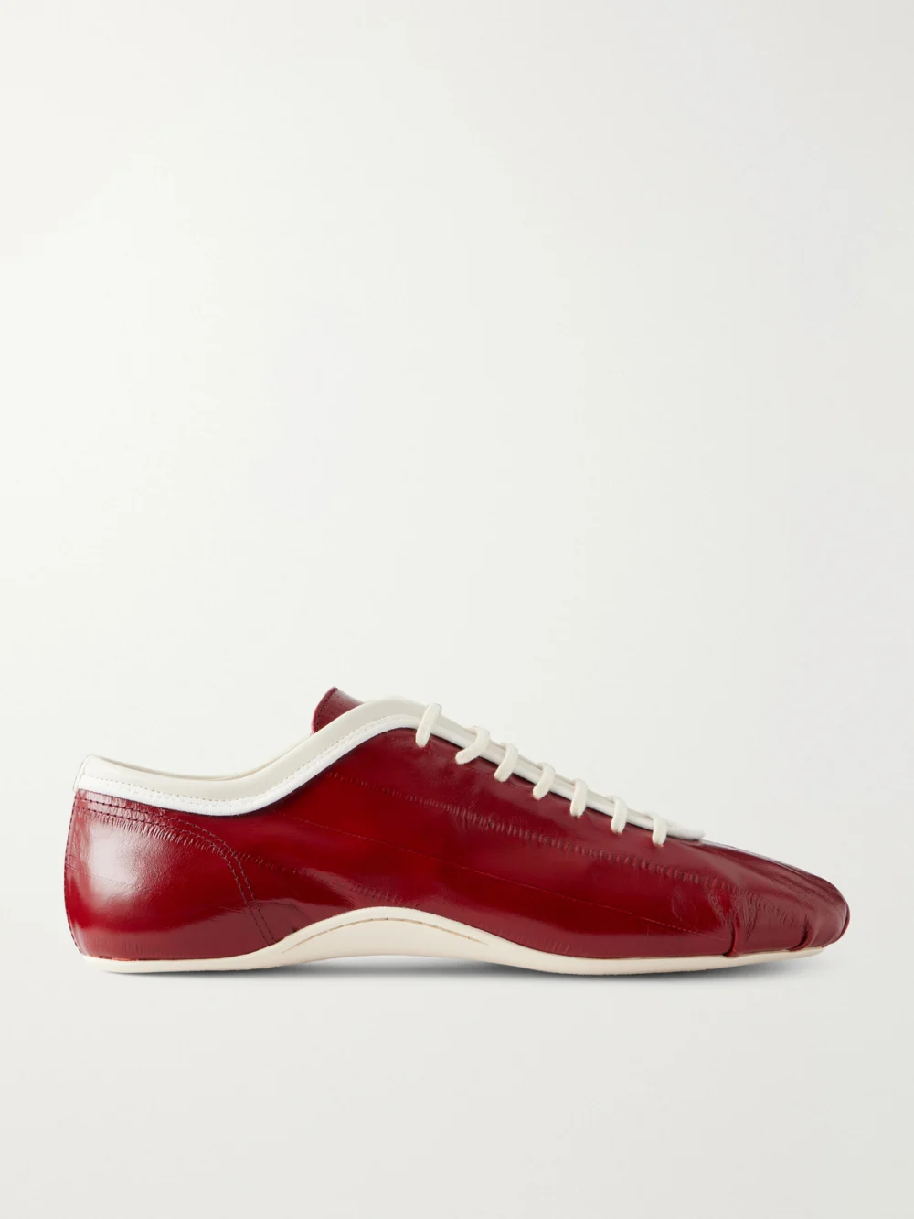 Dries Van Noten Eel-effect Leather Sneakers in red