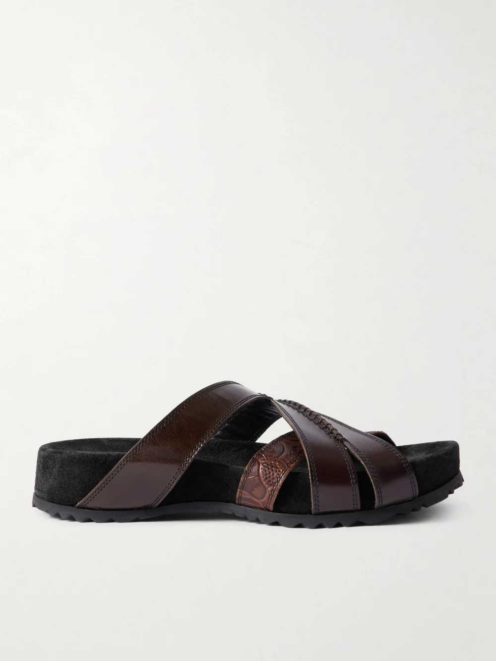 Dries Van Noten Embossed Leather Sandals in brown