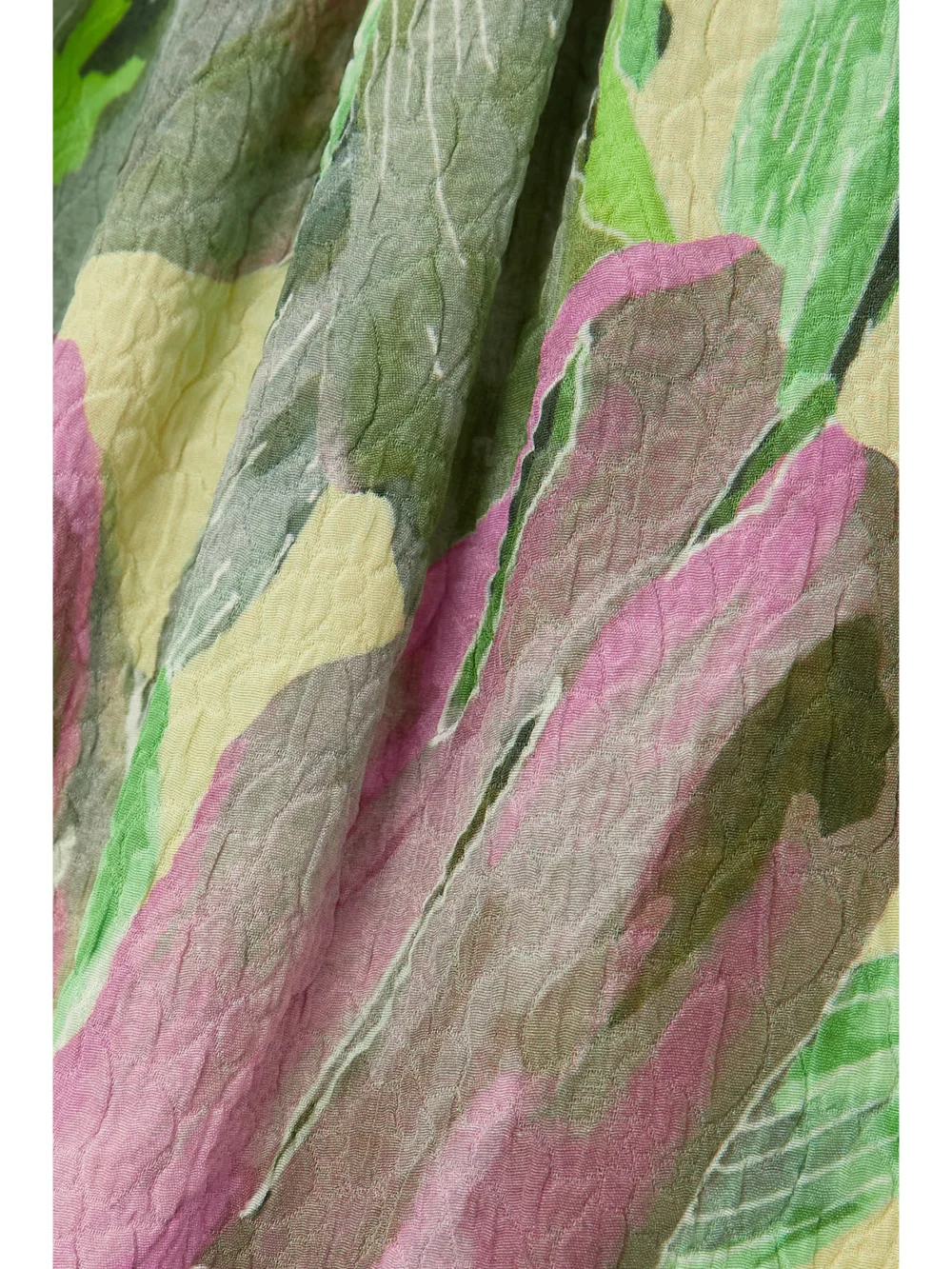 Close-up detail of the Dries Van Noten Floral-print Cloqué Halterneck Jumpsuit