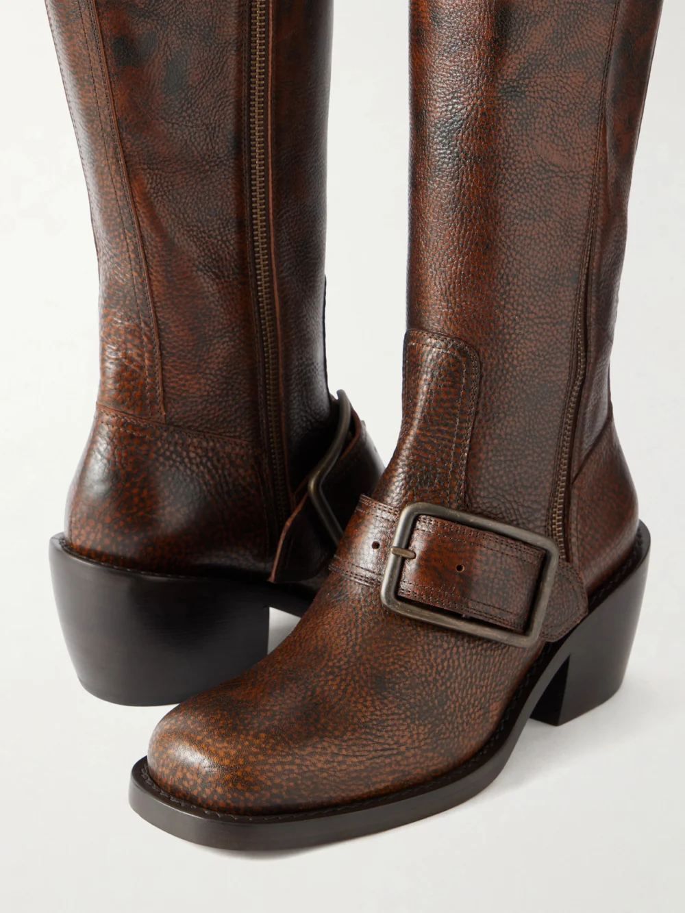 Close-up detail of the Dries Van Noten Full-grain Leather Over-the-knee Boots