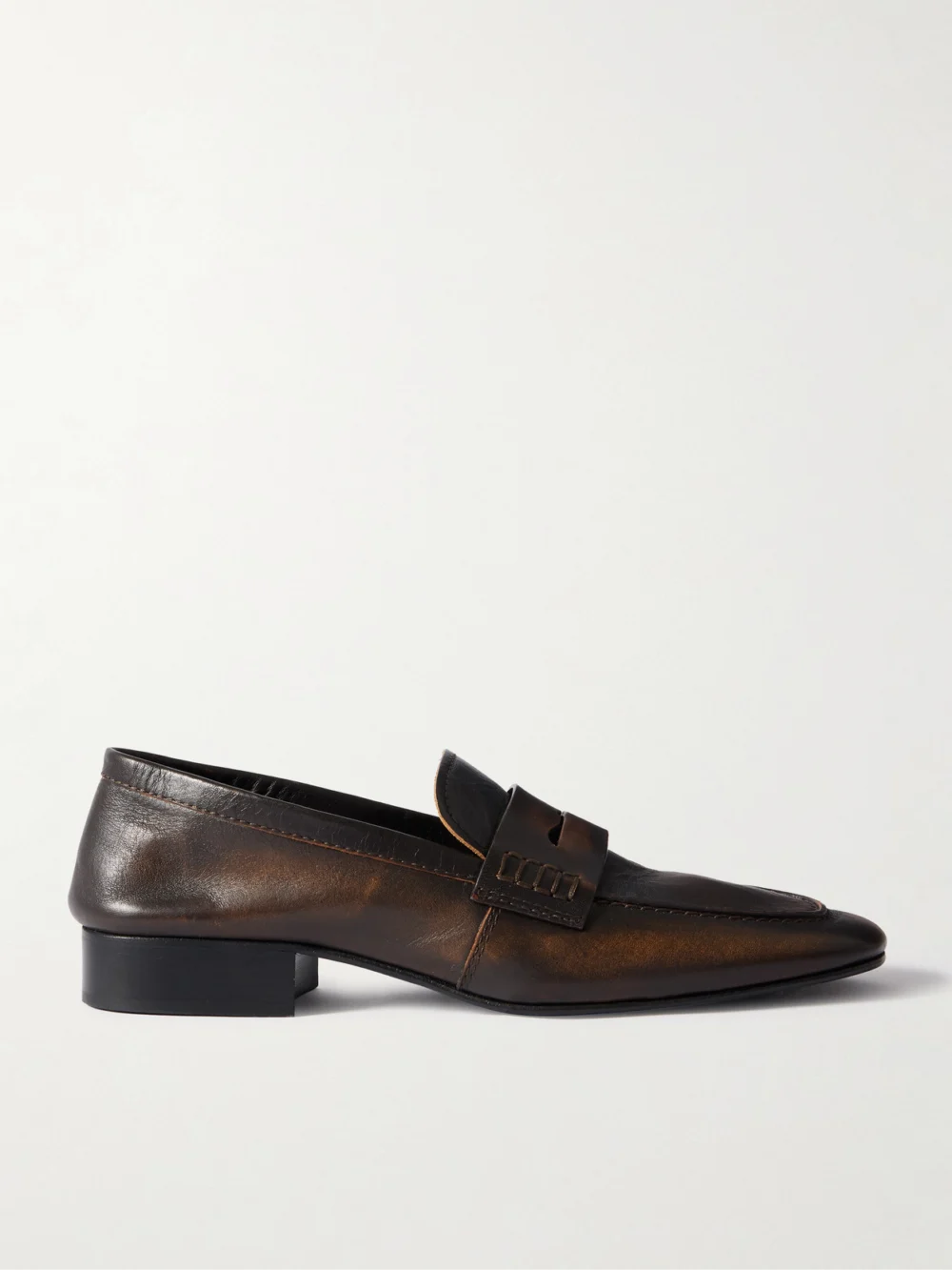 Dries Van Noten Glossed-leather Penny Loafers in brown