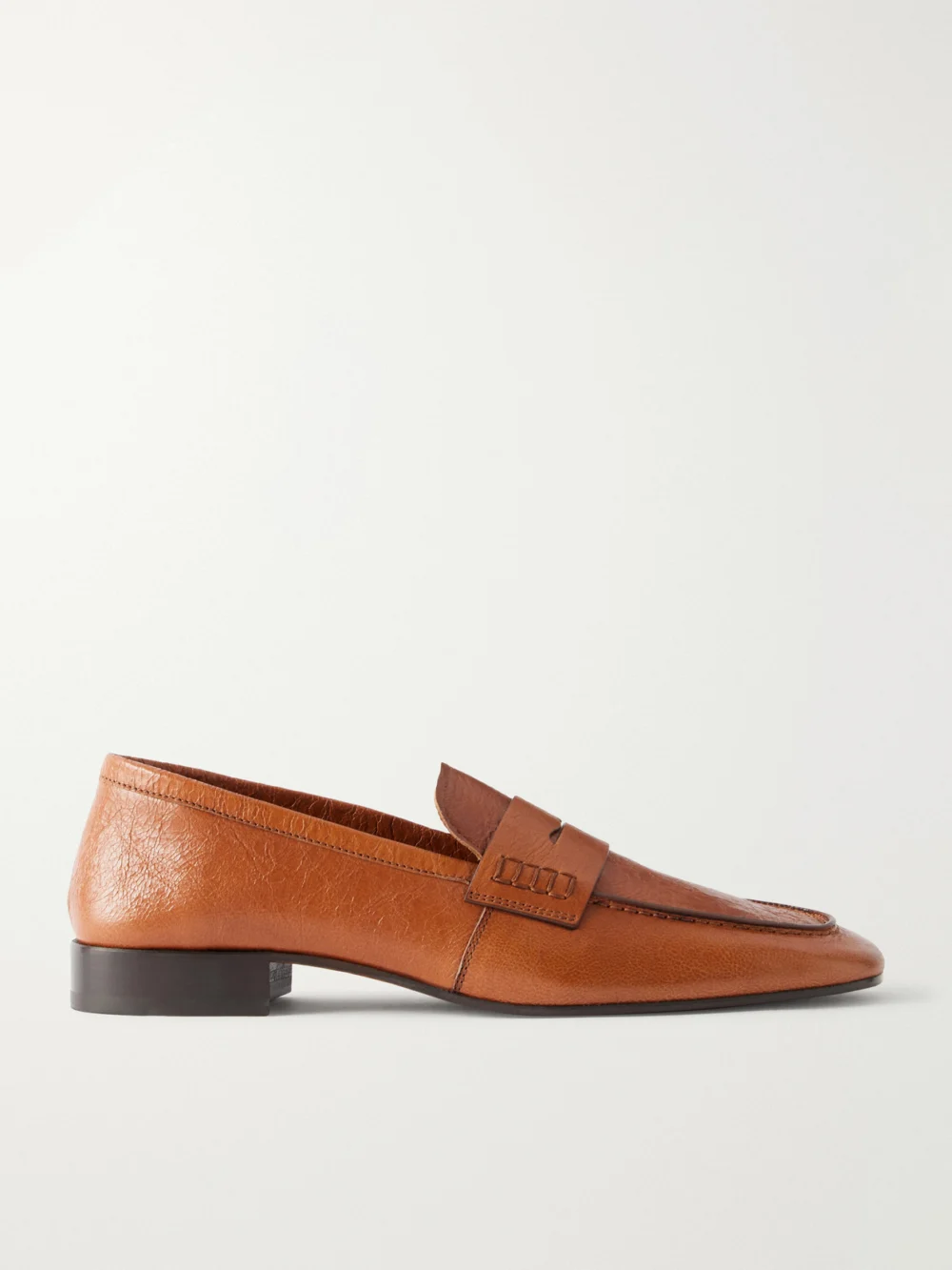 Dries Van Noten Glossed Textured-leather Penny Loafers in tan