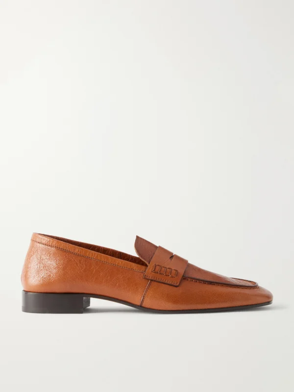 Dries Van Noten Glossed Textured-leather Penny Loafers