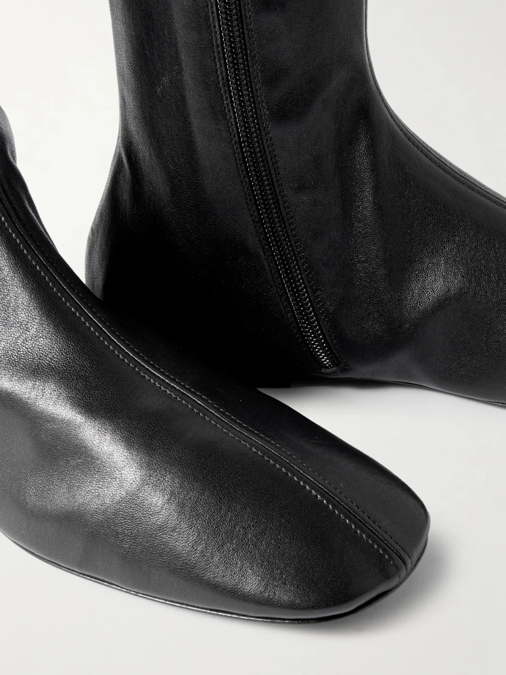 Close-up detail of the Dries Van Noten Leather Ankle Boots