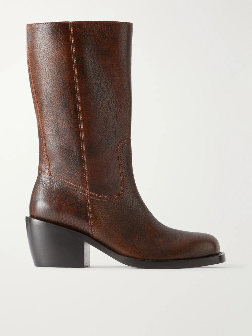 Dries Van Noten Leather Knee Boots in dark brown