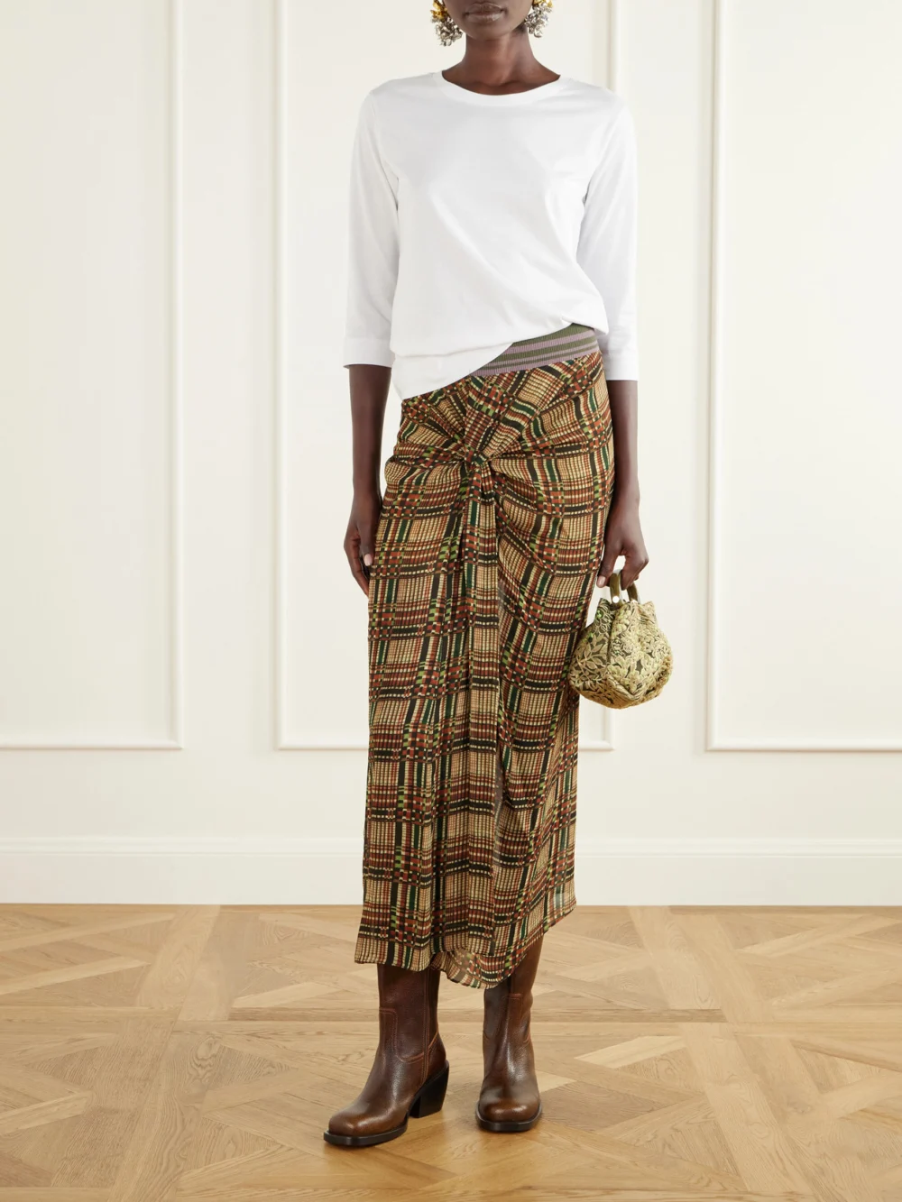 Dries Van Noten Leather Knee Boots, styled view