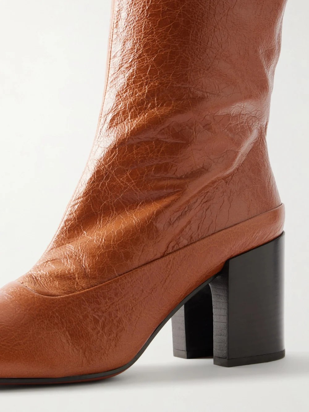 Close-up detail of the Dries Van Noten Leather Knee Boots