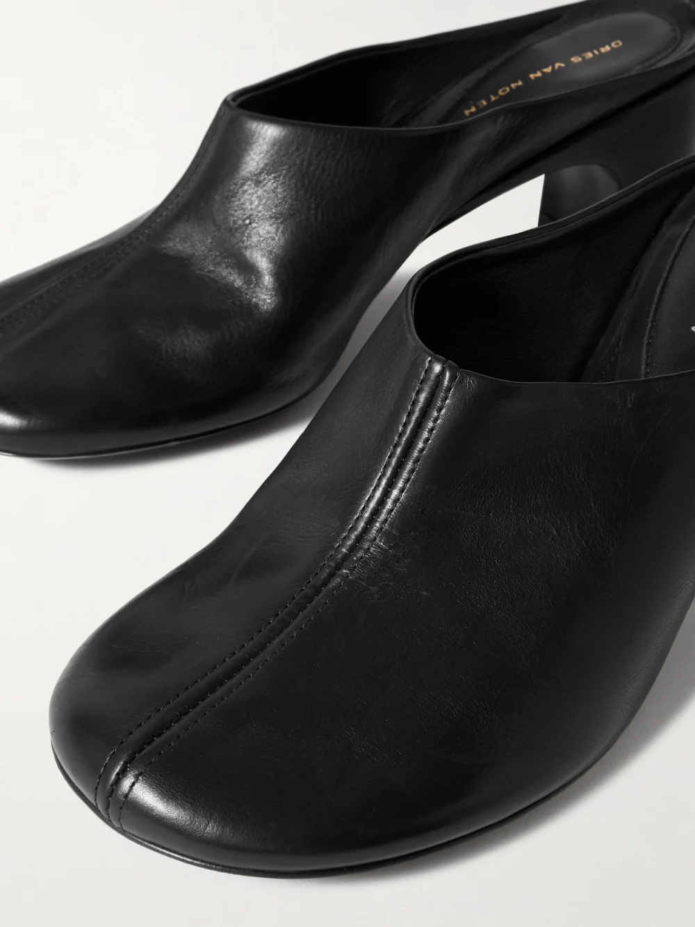 Close-up detail of the Dries Van Noten Leather Mules