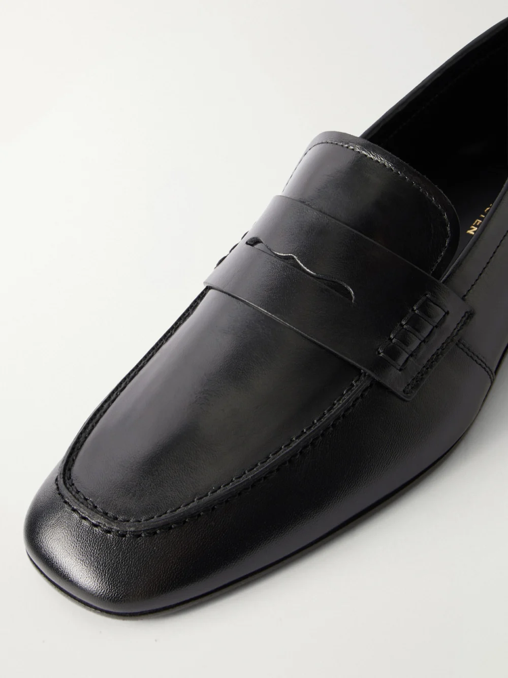 Close-up detail of the Dries Van Noten Leather Penny Loafers