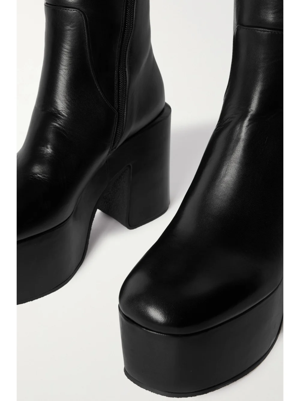 Close-up detail of the Dries Van Noten Leather Platform Knee Boots