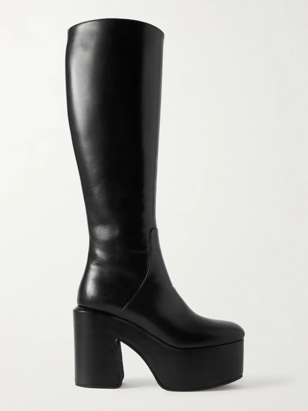 Dries Van Noten Leather Platform Knee Boots in black