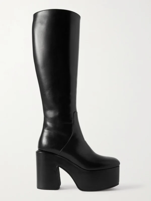 Dries Van Noten Leather Platform Knee Boots