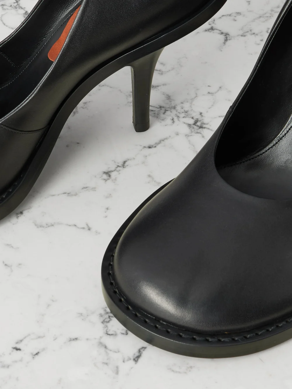 Close-up detail of the Dries Van Noten Leather Pumps