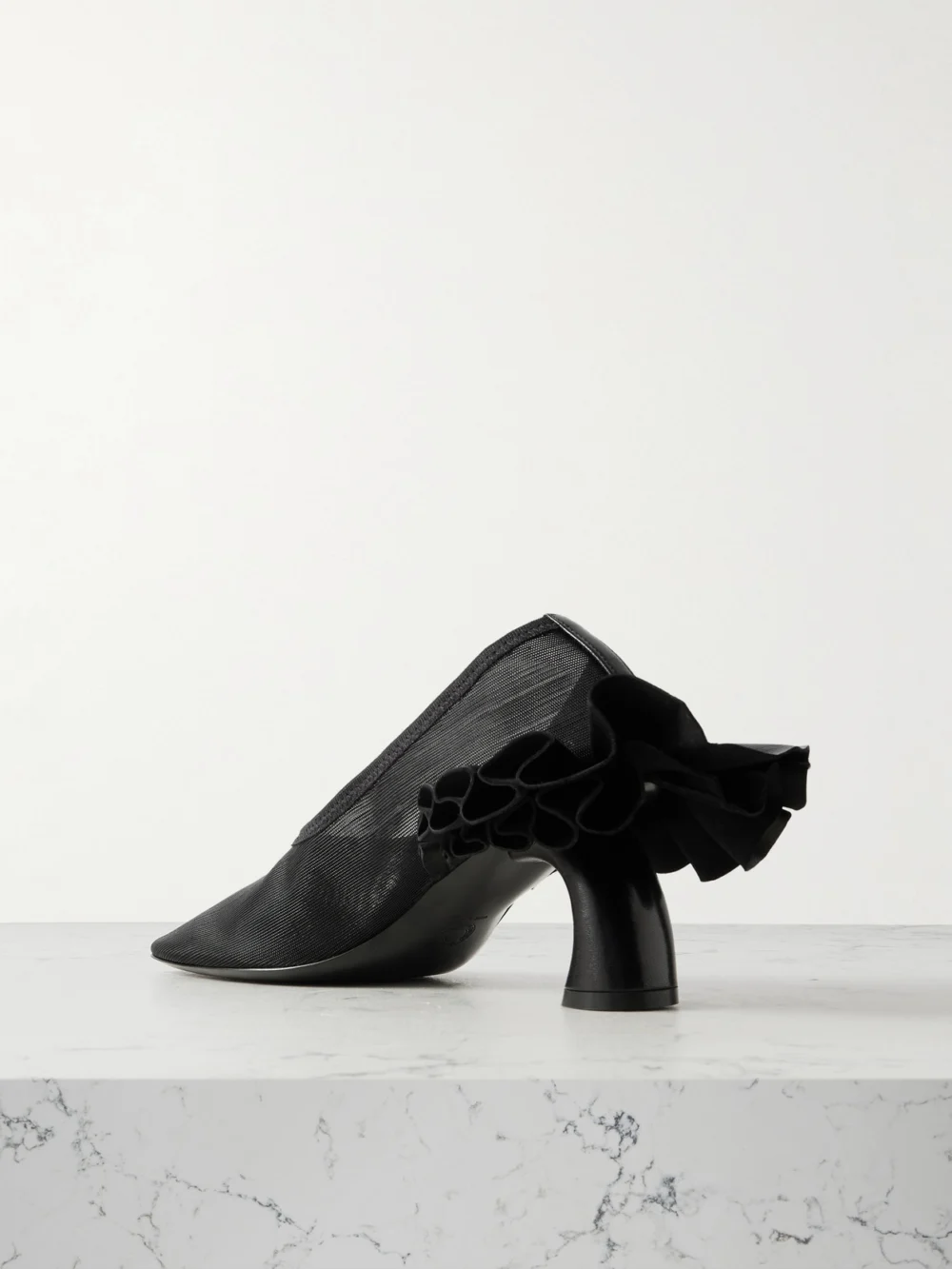 Back view of the Dries Van Noten Leather-trimmed Mesh Pumps