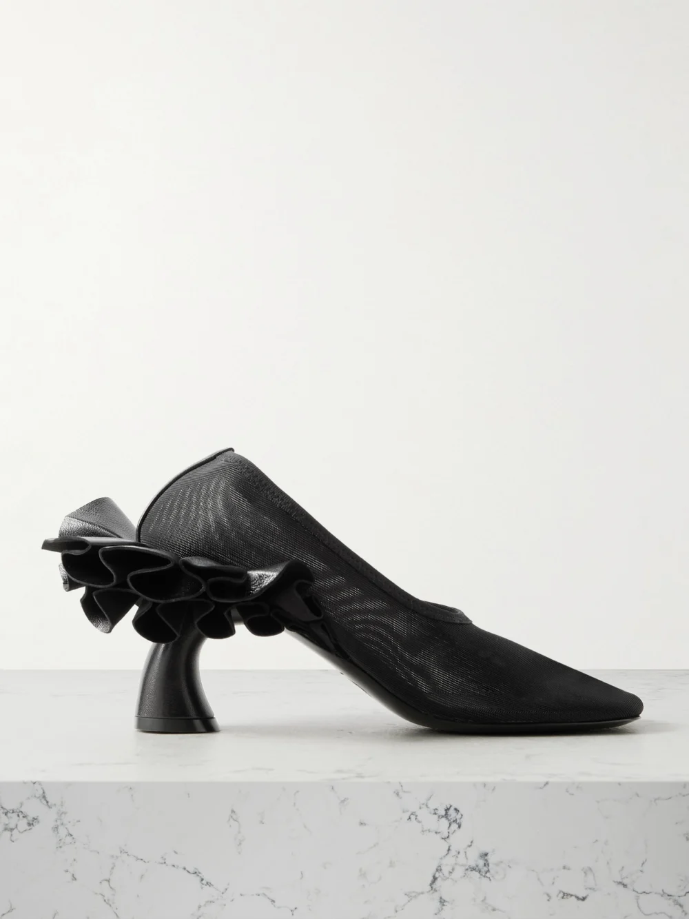 Dries Van Noten Leather-trimmed Mesh Pumps in black