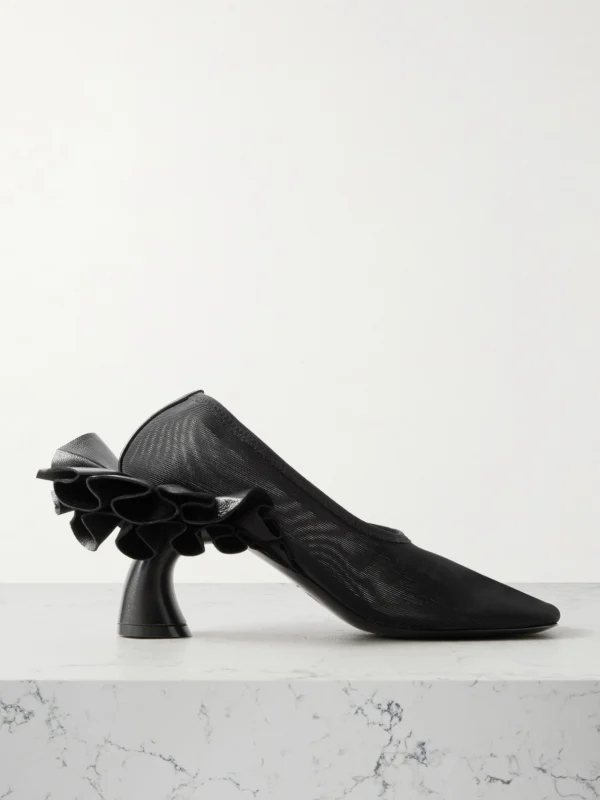 Dries Van Noten Leather-trimmed Mesh Pumps