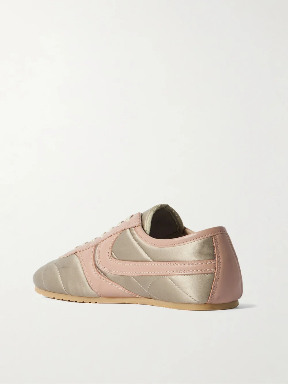 Back view of the Dries Van Noten Leather-trimmed Paneled Satin Sneakers