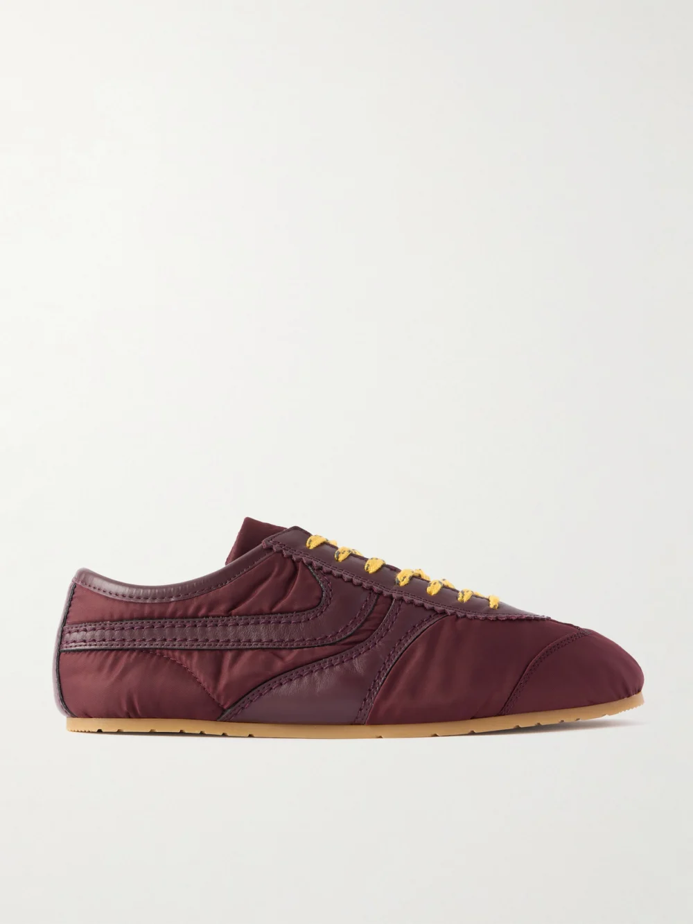 Dries Van Noten Leather-trimmed Shell Sneakers in burgundy