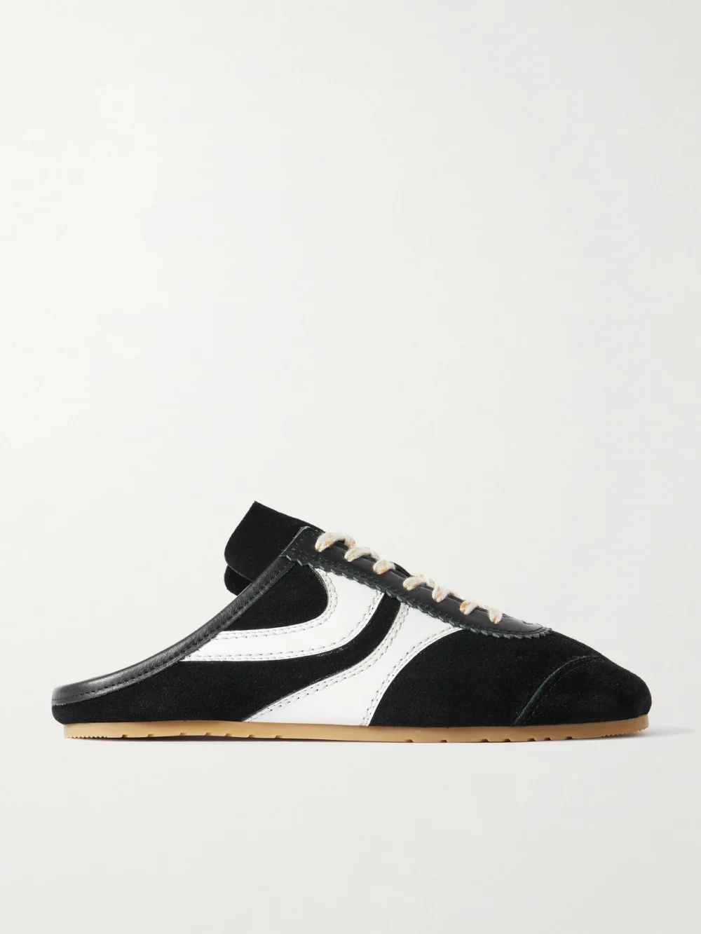 Dries Van Noten Leather-trimmed Suede Slip-on Sneakers in black