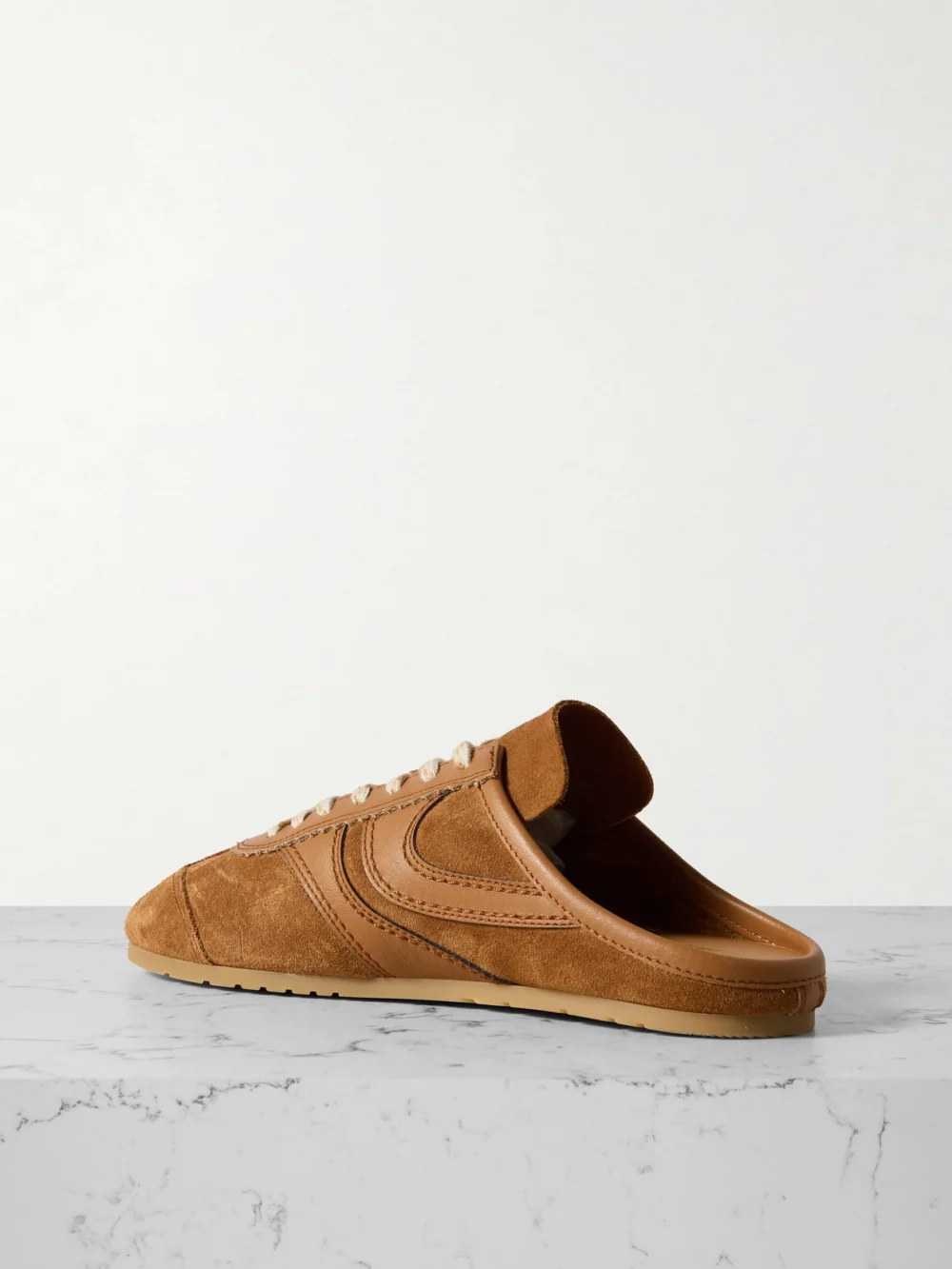 Back view of the Dries Van Noten Leather-trimmed Suede Slip-on Sneakers