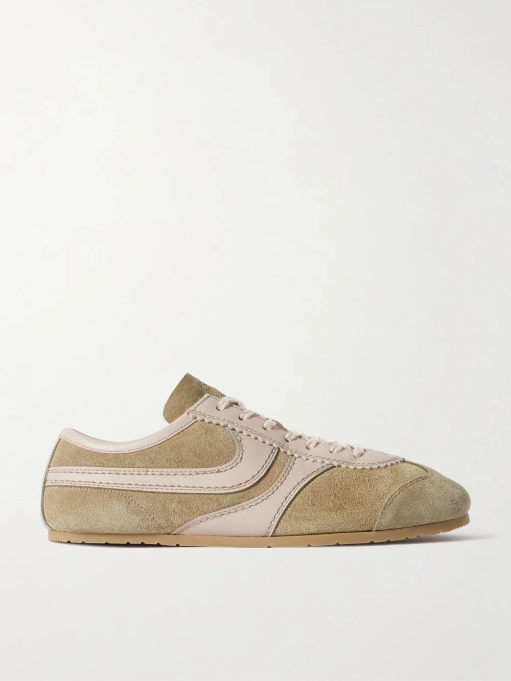 Dries Van Noten Leather-trimmed Suede Sneakers in beige