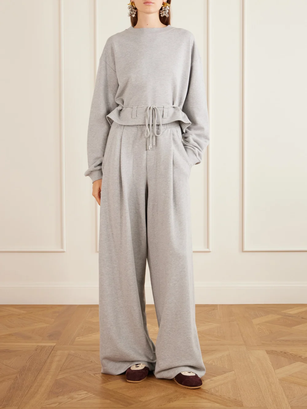 Dries Van Noten Leather-trimmed Suede Sneakers, styled view