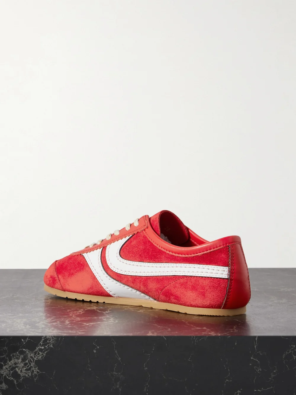 Back view of the Dries Van Noten Leather-trimmed Suede Sneakers
