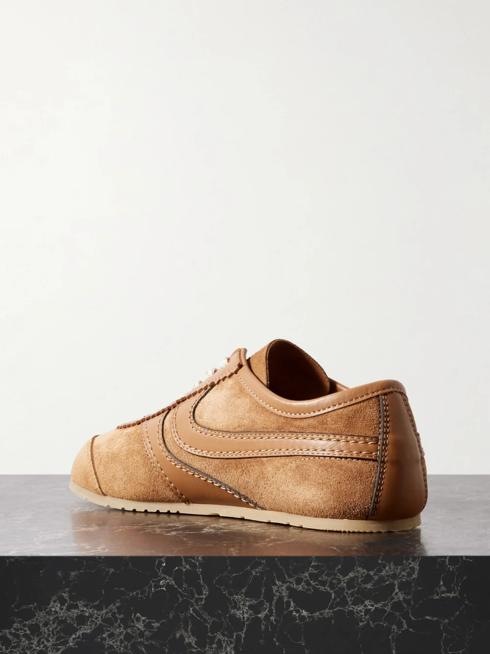Back view of the Dries Van Noten Leather-trimmed Suede Sneakers