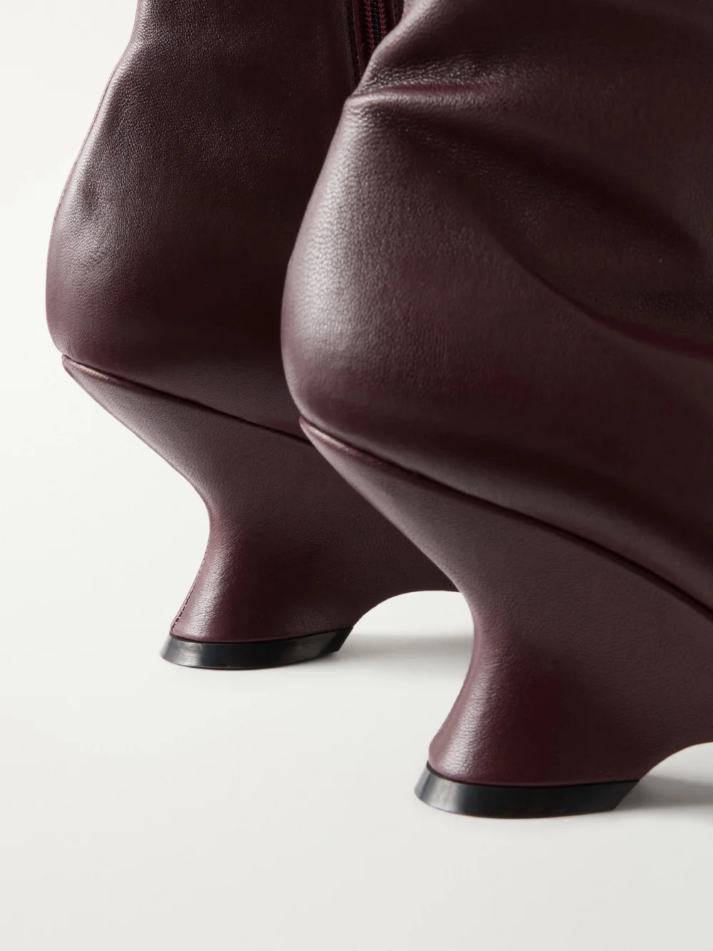 Close-up detail of the Dries Van Noten Leather Wedge Ankle Boots