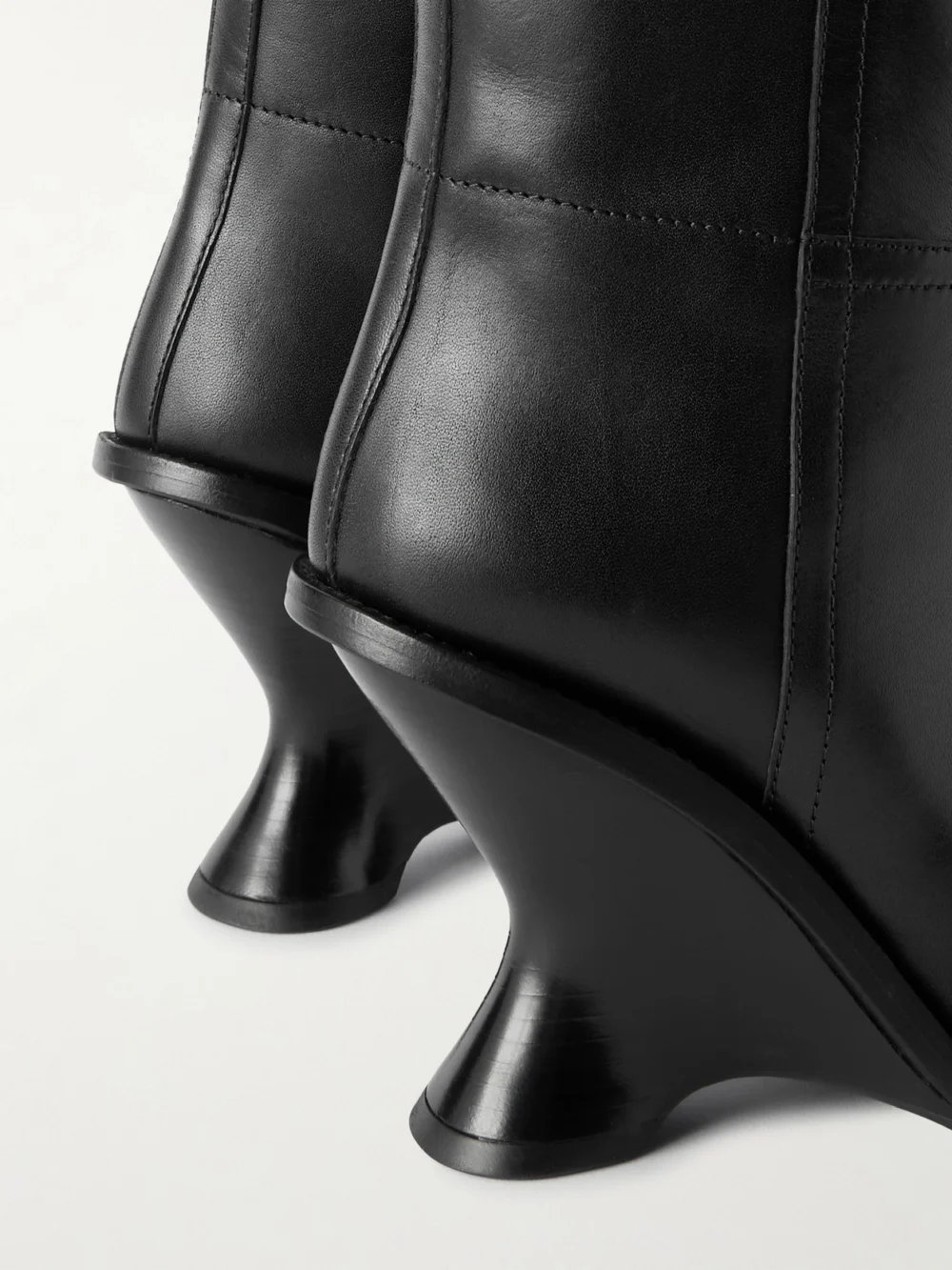 Close-up detail of the Dries Van Noten Leather Wedge Boots