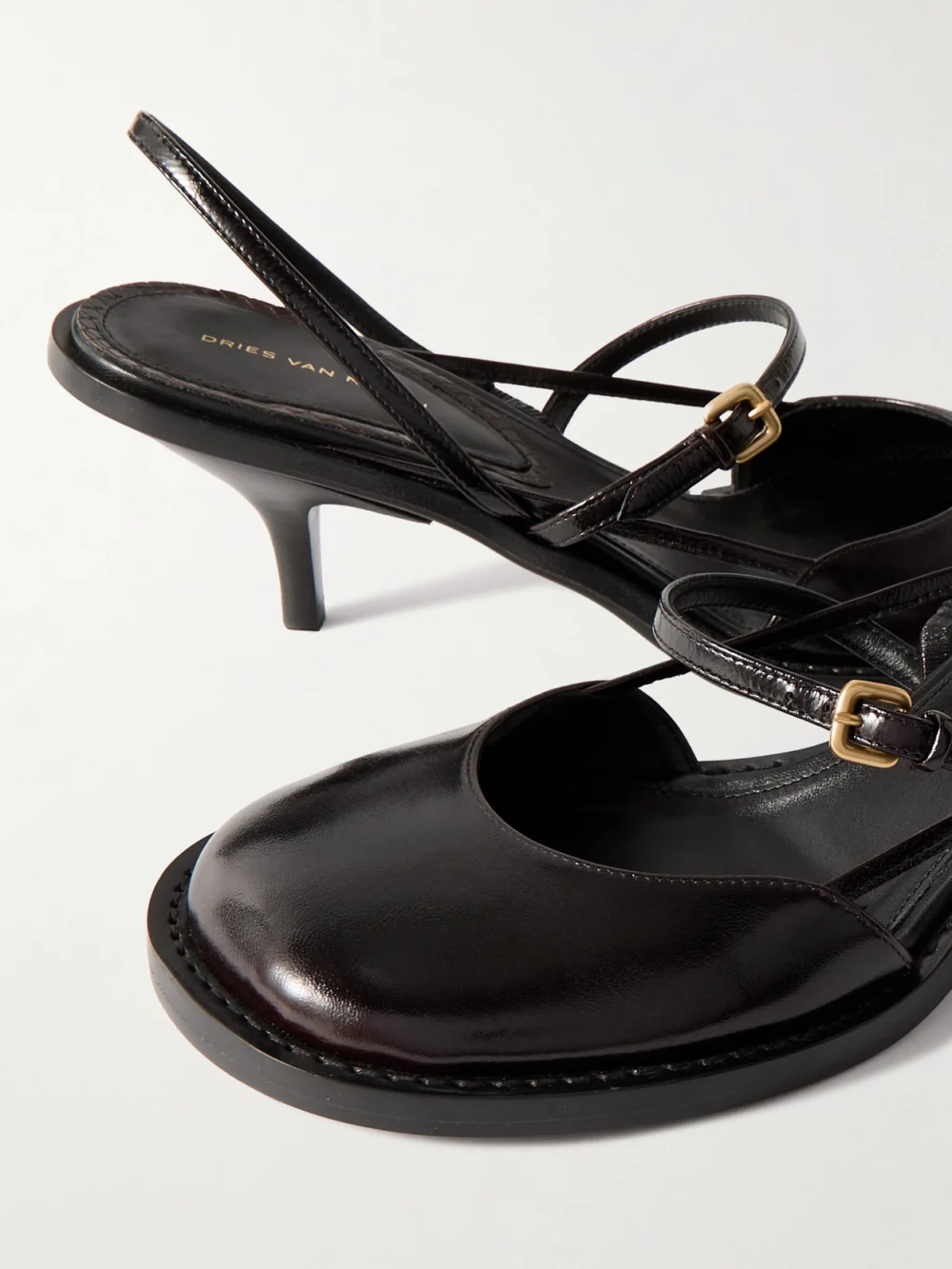 Close-up detail of the Dries Van Noten Patent-leather Pumps