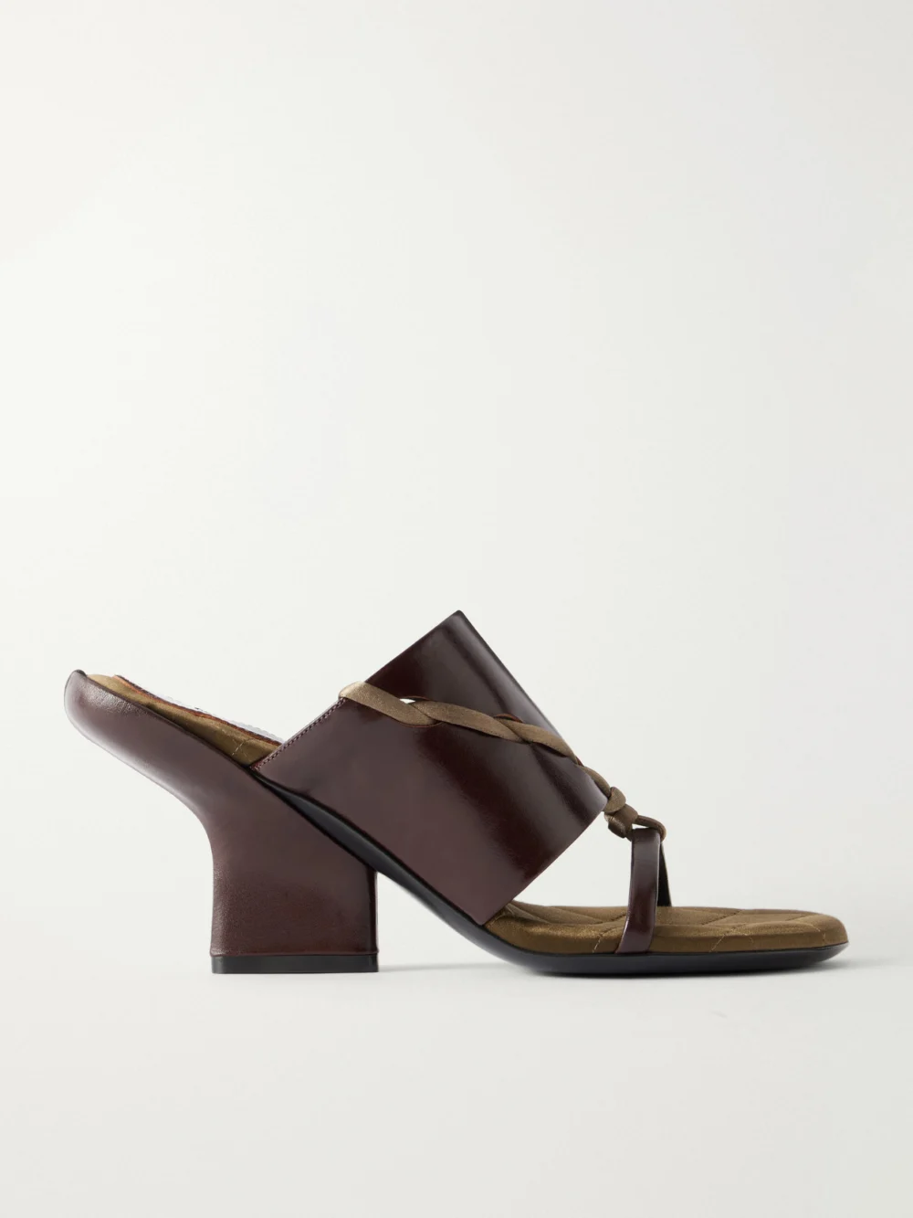 Dries Van Noten Satin-trimmed Leather Mules in dark brown