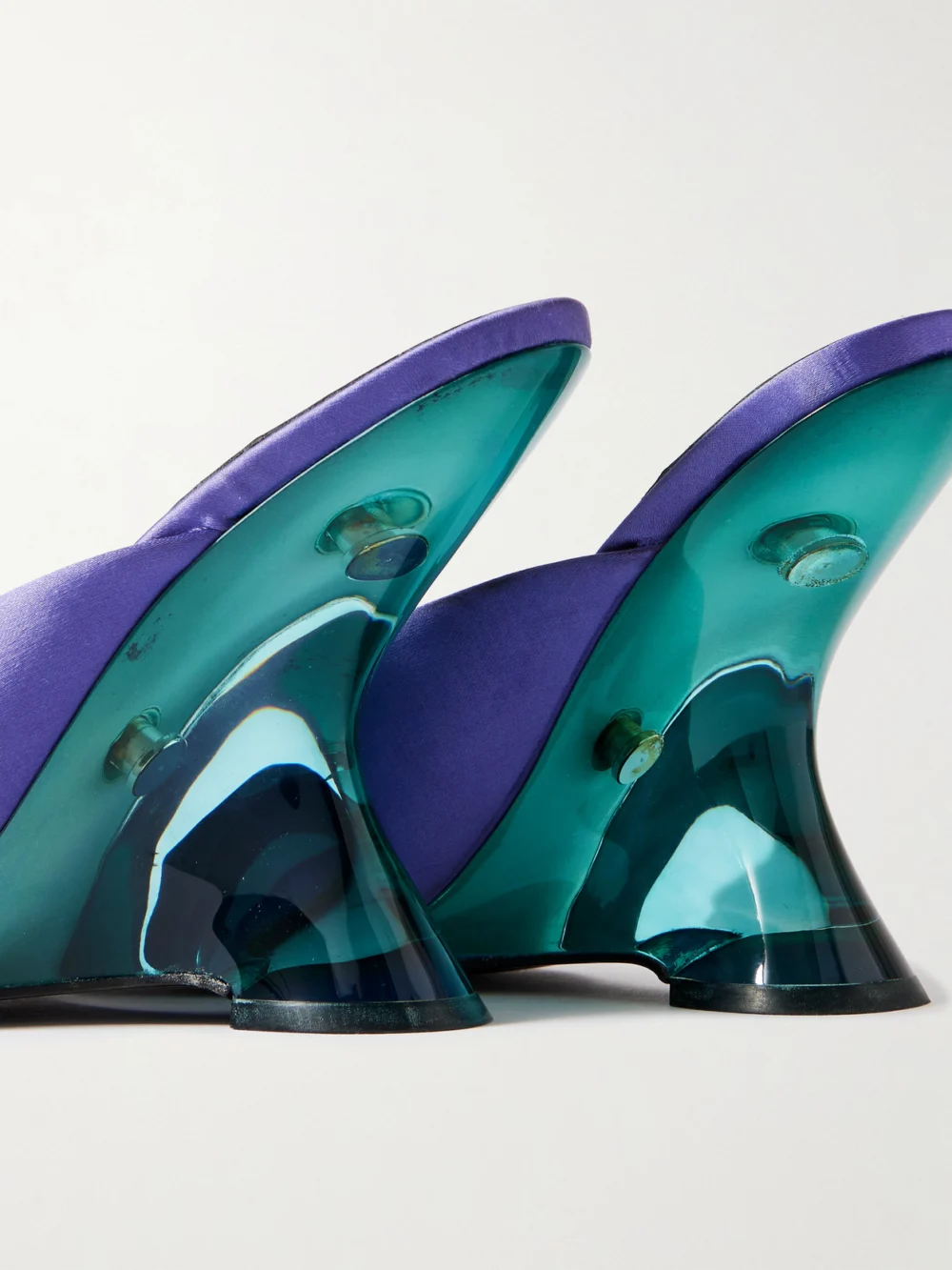 Close-up detail of the Dries Van Noten Satin Wedge Sandals