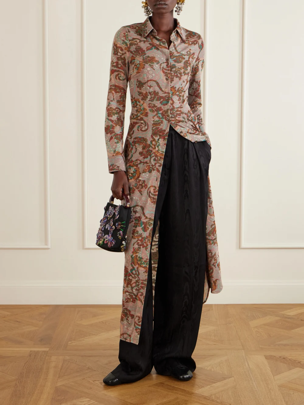 Dries Van Noten Snake-effect Leather Sneakers, styled view