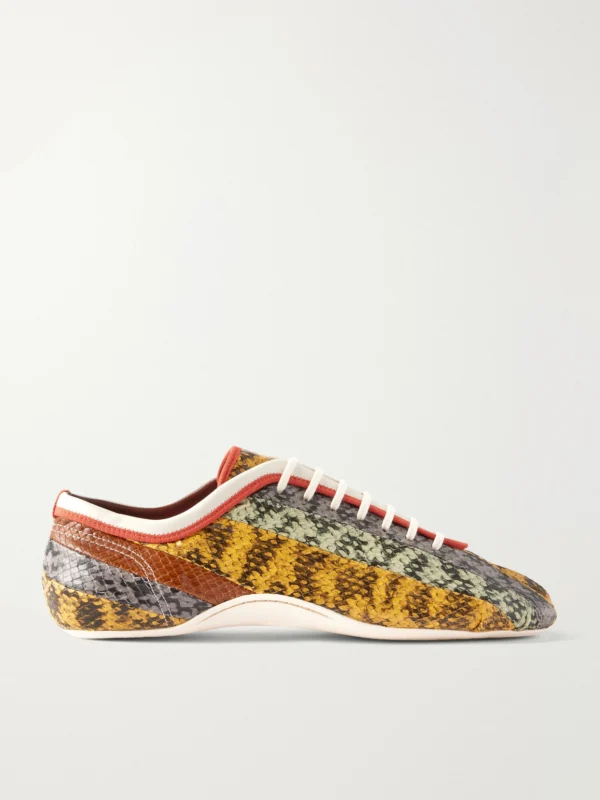 Dries Van Noten Striped Snake-effect Leather Sneakers